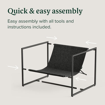 Zinus Aidan Sling Accent Chair Metal Frame Foam Black