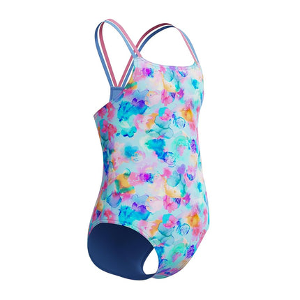 Speedo Girl's UV Protection Swimsuit One Piece Thin Straps - Watercolor Garden, Size 14