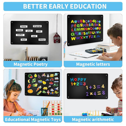 17.7" x 11.8" White Metal Magnetic Board - Magnet Bulletin Board to Display Magnetic Letters Numbers Animal, Poetry, Spice Jars, Notes, Photos, Suitable for Wall, Refrigerator, Cubicle, Cabinet