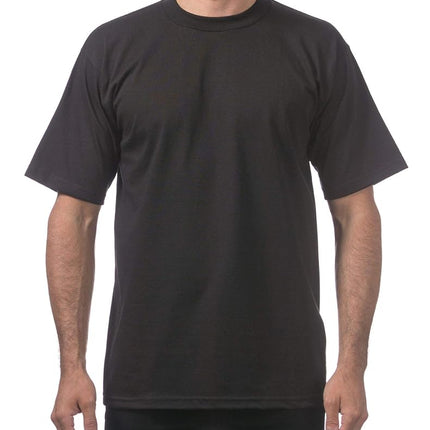 Pro Club Men's 3-Pack Heavyweight Cotton Short Sleeve Crew Neck T-Shirt, Black, 3XL