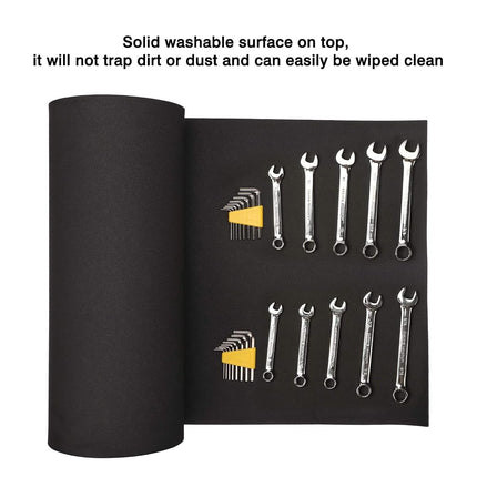 CASOMAN Professional Tool Box Liner Drawer Liner Shelf Liner - 18 inch(Wide) x 24 feet (Long) Non-Slip Black 3mm Thickness (1/8" Thickness)