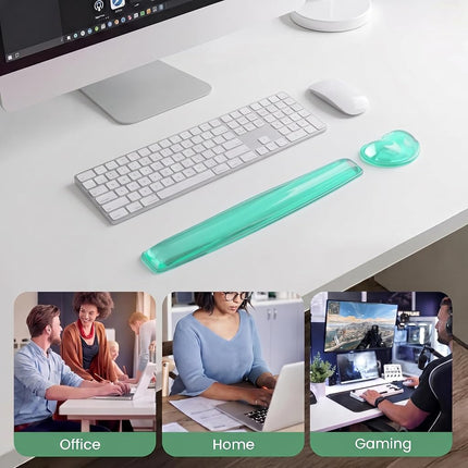 ABRONDA Gel Keyboard & Mouse Wrist Rest Set - Keyboard Wrist Rest Pad & Mouse Support for Office Gaming Pad Computer Laptop Ergonomic Comfortable Pain Relief-Green Pad Set