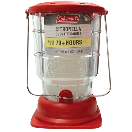 Linterna de vela Coleman para exteriores de más de 70 horas - Diseño clásico, fácil de transportar y colgar, tiempo de combustión prolongado - Esencial para camping, picnics y ambiente de patio - 6.7 oz, Rojo