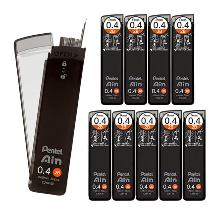 Pentel Ain Lead Refill • 0.4mm • 2B • Box of 10