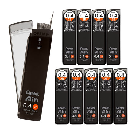 Pentel Ain Lead Refill • 0.4mm • 2B • Box of 10