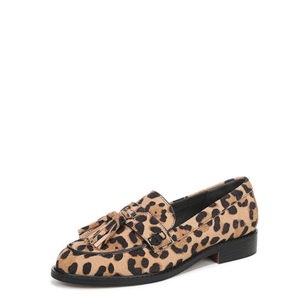 Franco Sarto Women's Carolyn Low Loafer, Tan Leopard Print Suede, 5