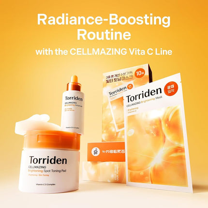 Torriden CELLMAZING Vita C Facial Mask (10 Sheets) | 5D Vitamin C, Niacinamide | Glow Boosting & Skin Tone Evening | For Dull & Tired Skin | Vegan | Korean Skincare | Facial Mask
