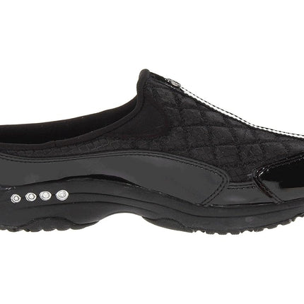 Easy Spirit Women's Traveltime Clog, Black/Silver Patent, 6 W US