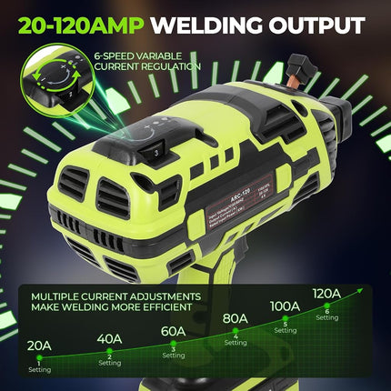 Handheld Welder Machine, 110V Portable Welding Machine with IGBT Inverter 6 Variable Current Adjustment 20-120Amp Handheld ARC Welder Gun for 1/16"-1/8" All Size Welding Rods(Green)