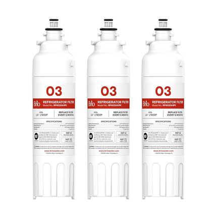 Brio LT800P & ADQ73613401 Water Filter Replacement for LG LT800p, ADQ73613402, ADQ73613408, ADQ75795104, Kenmore 46-9490, LSXS26326S, LMXC23746S, LMXC23746D, NSF 42, 53, 372, & 401 (3 Pack)