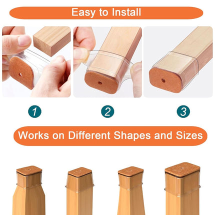 Ansible 24 pcs Rectangle Large Chair Leg Floor Protectors, Furniture Felt Pads Silicone Covers caps for Chairs,Chair Leg Protectors for Hardwood Floors (Small Fit:L 1.12''-1.5'',W 0.75''-1'')
