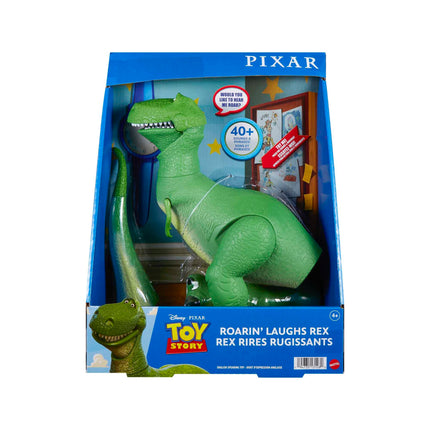 Juguetes de Disney y Pixar Toy Story, figura de dinosaurio Rex que se mueve y habla, Roarin' Laughs, 27.4 cm de alto con 40 frases y movimiento de boca y brazo, regalo para niños, HMM12