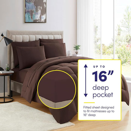 Sweet Home Collection Ultra Soft Down Alternative Set & Luxurious Bed Sheets, Microfiber, Brown, Twin XL
