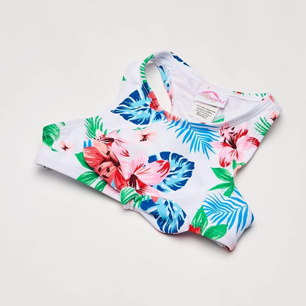 Kanu Surf Girls' Addie UPF 50+ Beach Sport Racer Bikini 2-Piece Swimsuit, Peggy White, 12