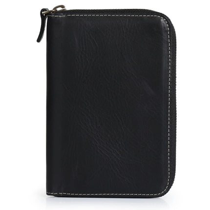 Londo Genuine Leather Padfolio with Pencil Holder Notepad and Zipper Closure - Black