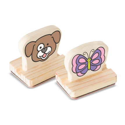Melissa & Doug Mi Primer Set de Sellos de Madera - Favoritos (8 Sellos con Asa, 2 Almohadillas de Tinta Lavables)