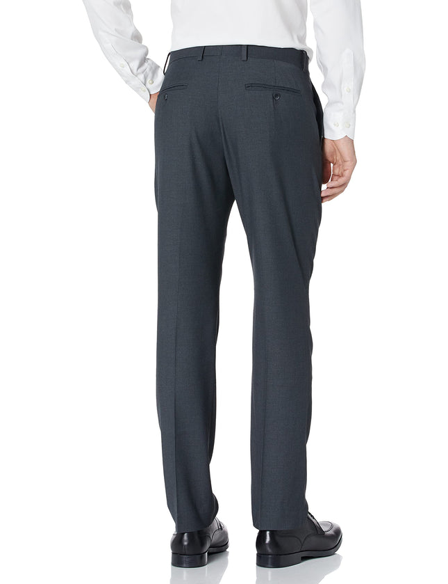 Pantalón Perry Ellis de hombre, corte ajustado, elástico liso, gris carbón, 32W x 32L