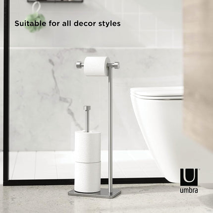 Umbra Cappa Toilet Paper Stand, Freestanding Metal with Reserve, Nickel