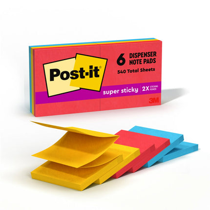 Post-it Super Sticky Pop-upNotes, 3x3 in, 6 Pads, 