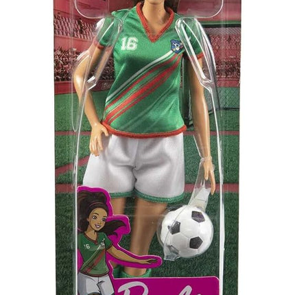 Barbie Soccer Doll, Brunette Ponytail, Colorful #16 Uniform, Soccer Ball, Cleats, Tall Socks, Great Sports-Inspired Gift for Ages 3 and Up
