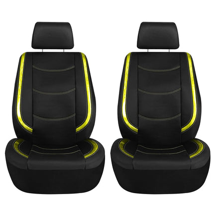 FH Group Housse de Siège Auto Complète en Similicuir - Ajustement Universel, Housses de Sièges Avant à Dossier Bas, Compatible Airbag, Banquette Arrière Divisée, Housse de Siège pour SUV, Berline, Jaune