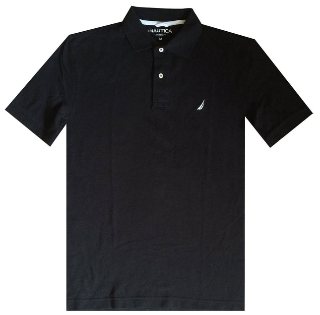 NAUTICA Men Classic Fit Polo Pique T-Shirt (L, Bla