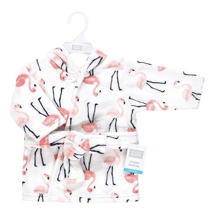 Hudson Baby Unisex Baby Plush Animal Face Bathrobe, Flamingo, 0-9 Months