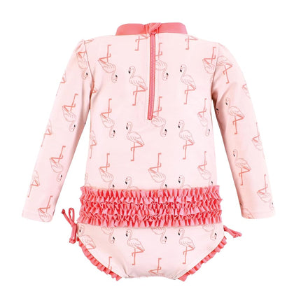 Hudson Baby Unisex Baby Cotton Bodysuits, Little Monkey, Pink Flamingo Baby, 3-6 Months