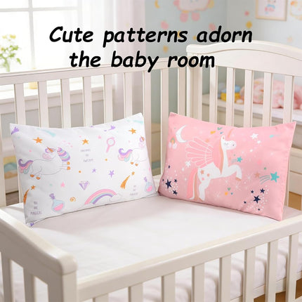 UOMNY Toddler Pillowcases for 13X18 12x16 14x19 Pillow Unicorn Toddler Pillow Case for Girls 2 Pack Kids Pillowcase for Sleepy Pillows Travel Pillowcases Pink/White