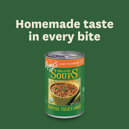 Amy's Organic Soups, Light in Sodium Lentil Vegetable, 14.5 Ounce (Pack of 12)