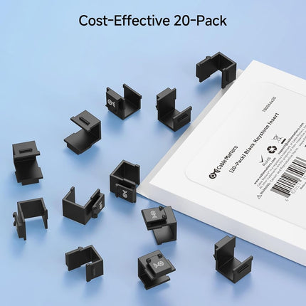 Cable Matters 20-Pack Blank Keystone Jack Inserts in Black, Blank Inserts for Keystone Wall Plates/Patch Panels