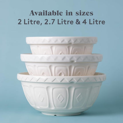 Mason Cash Colour Mix Cream Mixing Bowl | 2 Litre Capacity | 24cm Earthenware Bowl with Classic Pattern Design | Dishwasher Safe | Ideal for Pastry, Cakes, Cookies & Family Baking