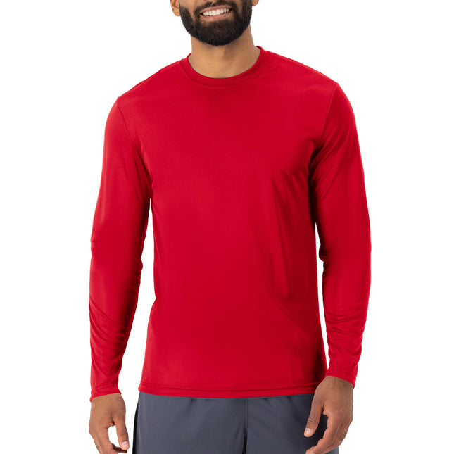 Hanes mensO482LLong Sleeve Cool Dri T-Shirt UPF 50+ (Pack of 2) Long Sleeve Shirt - Red - XL