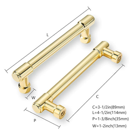 khtumeware 10 Pack 3.5Inch(89mm) Polished Brass Cabinet Pulls Kitchen Cabinet Hardware for Cupboard Drawer Handles Dresser Pulls