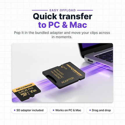 Nextbase 64GB U3 Micro SD Card - Includes Micro SD-to-SD Adapter - Ultra High Speed Memory Card Compatible with Series 1 and 2 Nextbase Dash Cam Range - Dash Camera Accessories