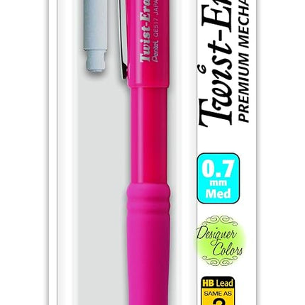 Pentel Twist-Erase Express Automatic Pencil, 0.7mm, Medium Line, Assorted Fashion Colors (QE517FEBPM)