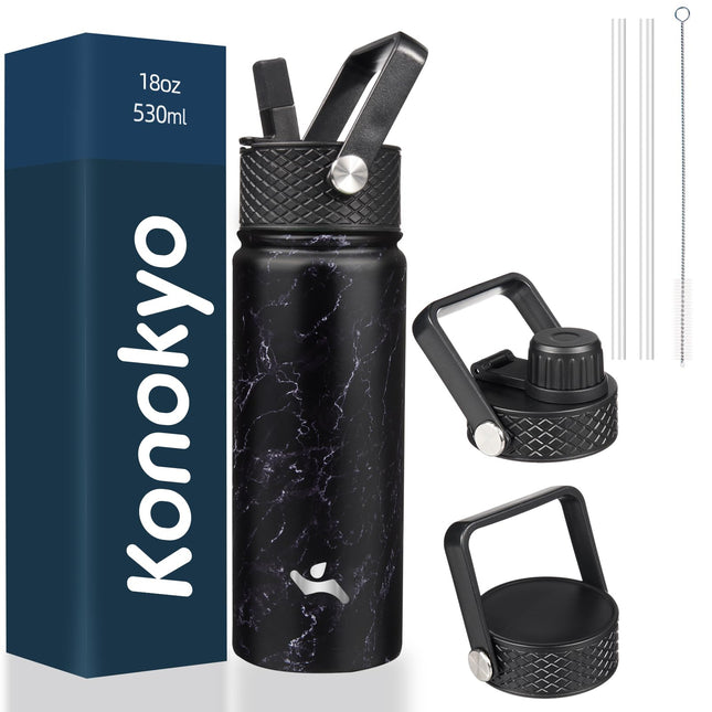 Konokyo Insulated Water Bottle with Straw,18oz 3 L