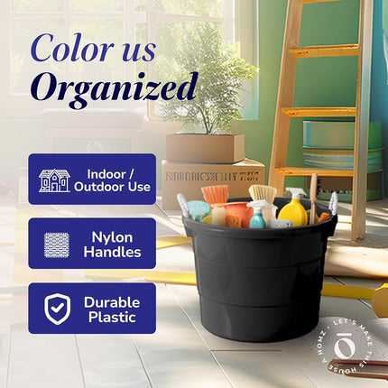 Tinas Homz con Asa de Cuerda, Negro, Juego de 2