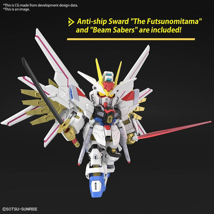 SD Gundam Cross Silhouette SDCS Mobile Suit Gundam Seed Freedom Mighty Strike Freedom Gundam Color Coded Plastic Model, Red, White