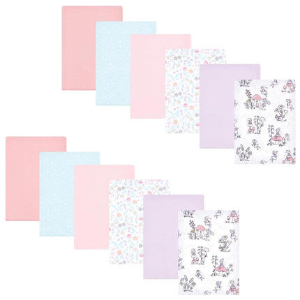 Hudson Baby Unisex Baby Flannel Burp Cloth 12pk, Garden Fairies, One Size