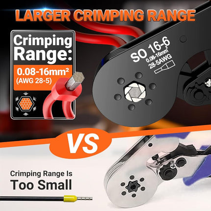 Ferrule Crimping Tool Kit, Preciva Upgrade Double & Single Ferrules Connectors,16-6 Hexagonal Ratchet Jaw Wire Crimping Pliers AWG 28-5 (0.08-16mm²) with 1200PCS Terminal Connector Sleeves, CP94120
