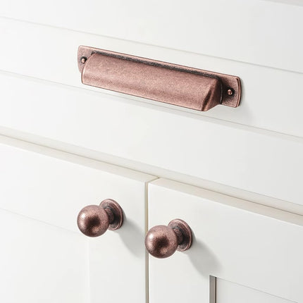 khtumeware 10 Pack 1 inch Antique Copper Cabinet Knobs Vintage Cabinet Handle Kitchen Hardware Farmhouse Vintage Dressing Table Drawer Pulls Classic Wardrob.