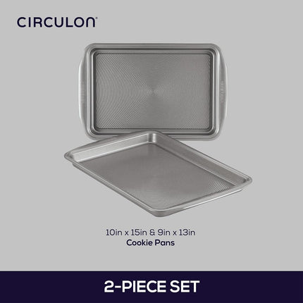 Circulon Nonstick Bakeware Set, Nonstick Cookie Sheet/Baking Sheet - 2 Piece, Gray