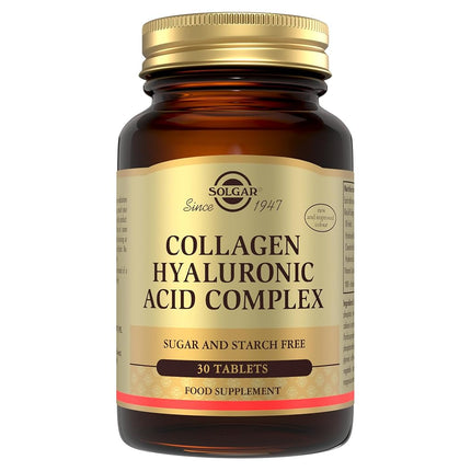 Solgar Collagen Hyaluronic Acid Complex - Reduces Fine Lines & Wrinkles - Skin Hydration - Vitamin C - 30 Tablets