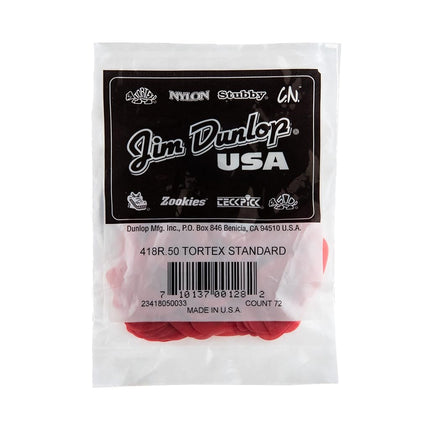Dunlop 418R Tortex Guitar Picks (pack of 72) - Red 0.50mm