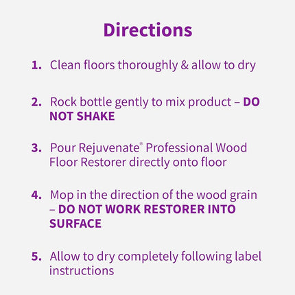 Rejuvenate Professional Wood Floor Restorer and Polish with Durable Finish Non-Toxic Easy Mop On Application Satin Finish 32oz