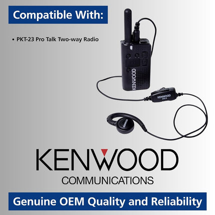 Kenwood KHS-34 C-Ring Earbud Hanger with PTT and Clip Microphone (Single Pin) for PTK-23K ProTalk Lite