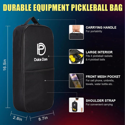 DULCE DOM Pickleball Paddles Set of 2/4, 4 Indoor Outdoor Pickleball Balls, Fiberglass Surface Paddle Racket with Cover Bag Training Equipment for Men Women (Starry Sky)