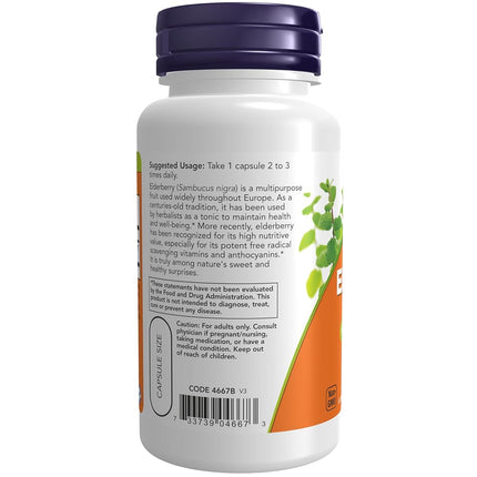 NOW Elderberry 500 mg,60 Veg Capsules