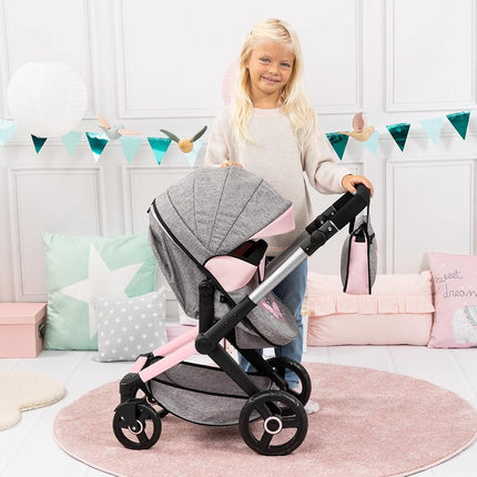 Bayer Baby Dolls Pram XEO, Convertible Doll Pushchair, 46cm Dolls